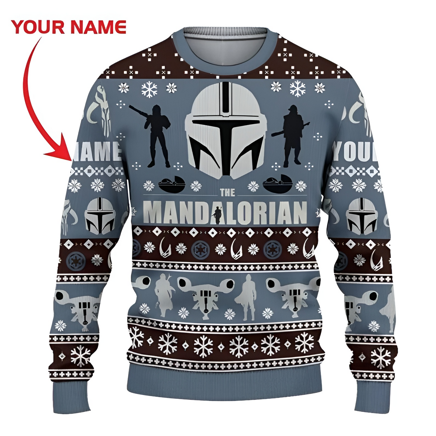 Personalized The Mandalorian Ugly Christmas Sweater For Men & Women Christmas Gift Sweater US3873 - WeCustomit