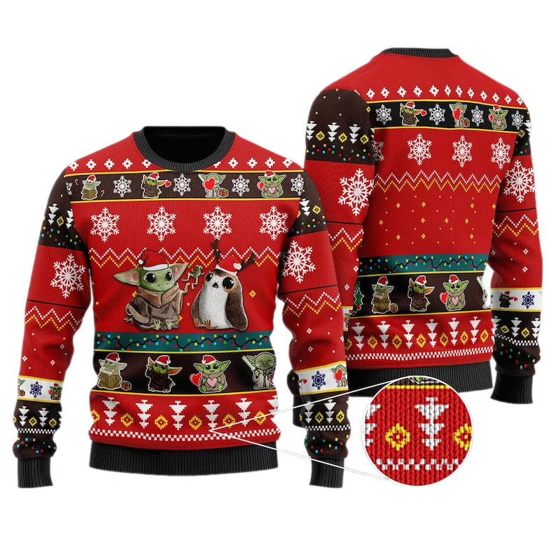 Baby Yoda And Friend Ugly Christmas Sweater For Men & Women Christmas Gift Sweater US3884 - WeCustomit