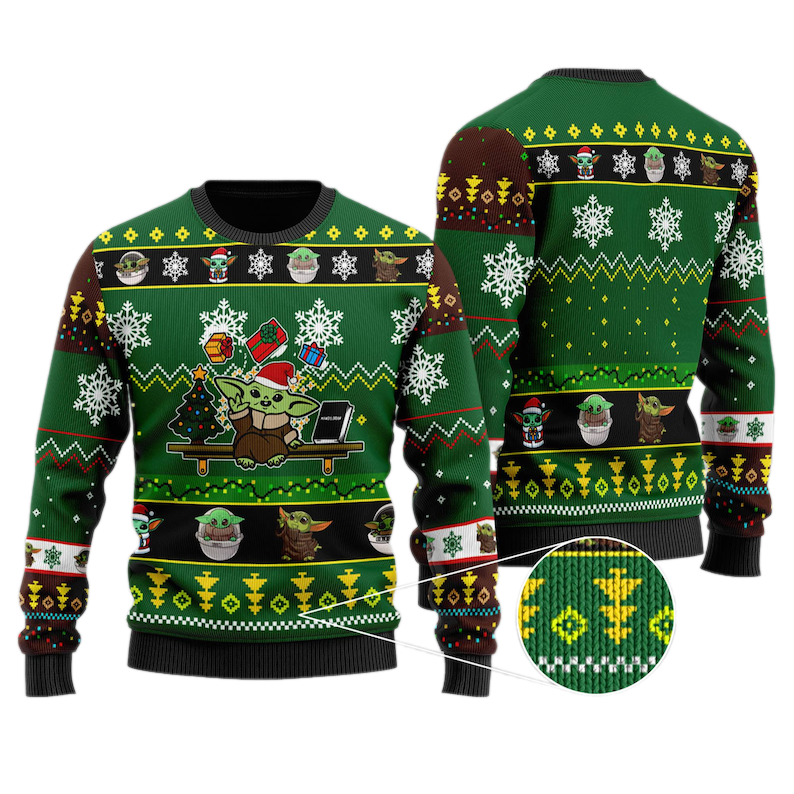 Baby Yoda Merry Christmas Ugly Christmas Sweater For Men & Women Christmas Gift Sweater US3885 - WeCustomit