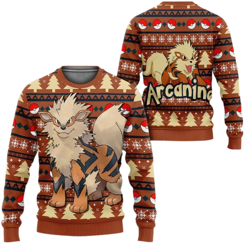 Anime Arcanine PKM Ugly Christmas Sweater For Men & Women Christmas Gift Sweater US3918 - WeCustomit
