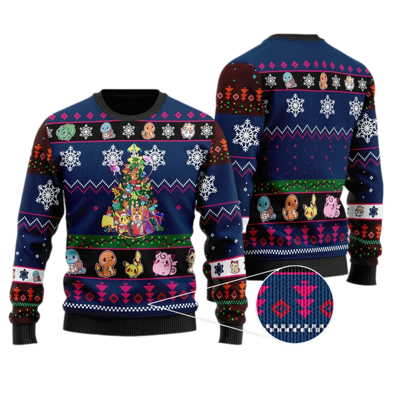 Tree Anime Pokemon Ideas Ugly Christmas Sweater For Men & Women Christmas Gift Sweater US3925 - WeCustomit