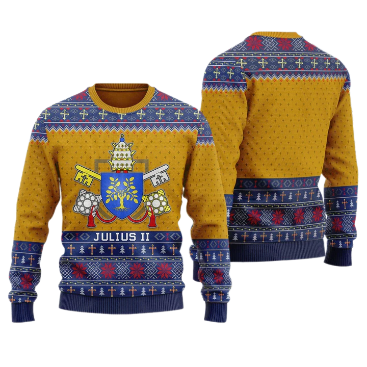 Pope Julius II Coat of Arms Unisex Ugly Christmas Sweater For Men & Women Christmas Gift Sweater US3971 - WeCustomit