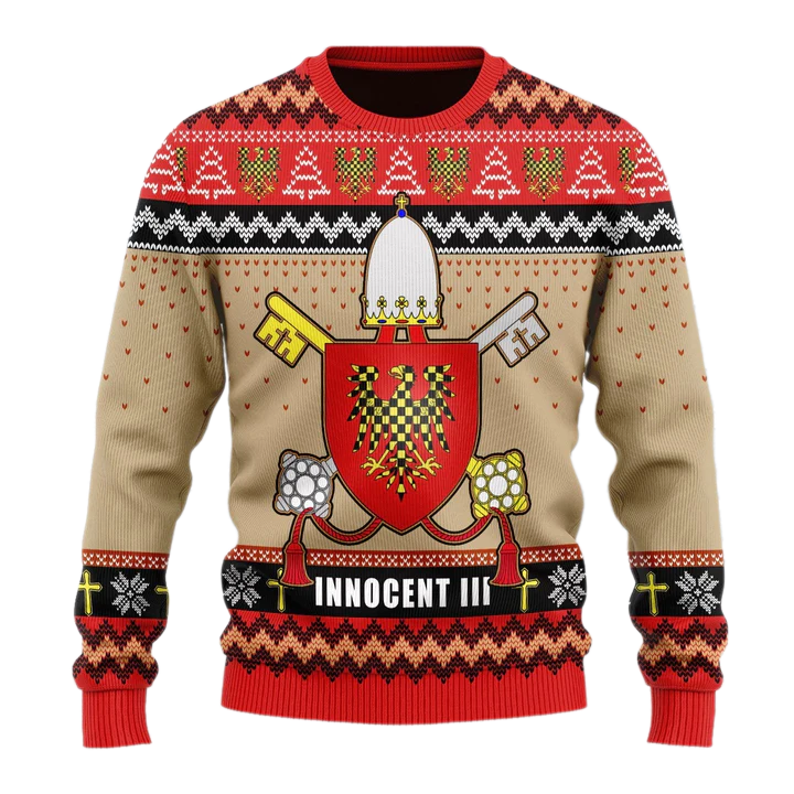 Pope Innocent III Coat of Arms Unisex Ugly Christmas Sweater For Men & Women Christmas Gift Sweater US3976 - WeCustomit