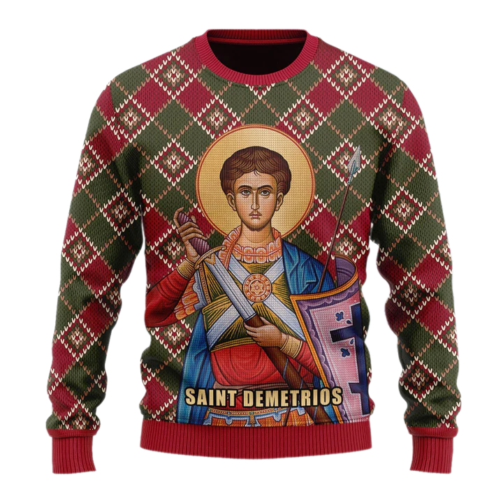 Saint Demetrios Demetrius of Thessaloniki Unisex Ugly Christmas Sweater For Men & Women Christmas Gift Sweater US3980 - WeCustomit