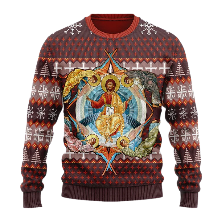Jesus Orthodoxy Unisex Ugly Christmas Sweater For Men & Women Christmas Gift Sweater US3981 - WeCustomit