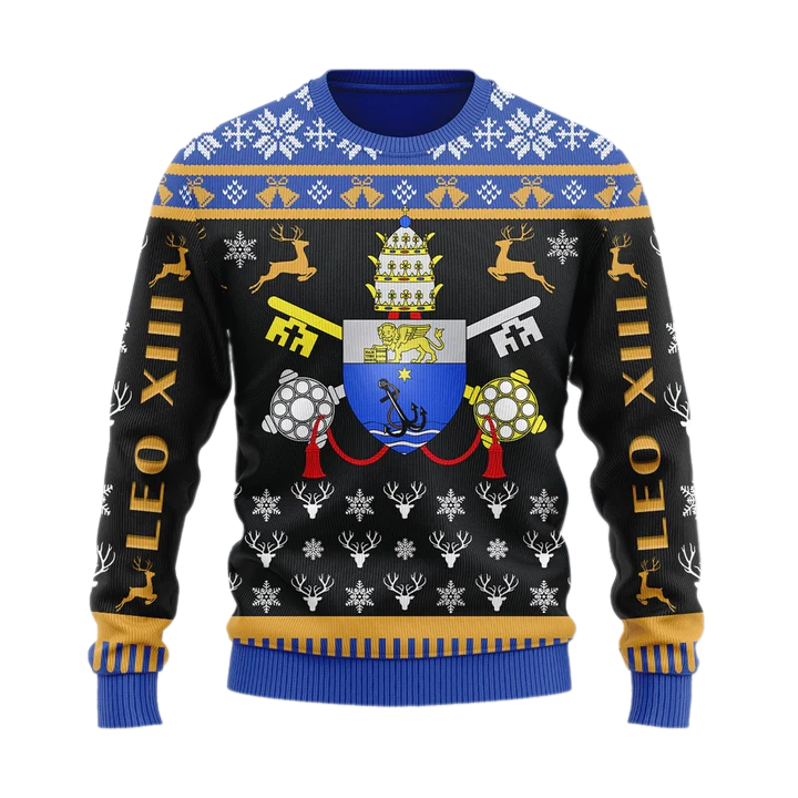 Pope Pius X Coat of Arms Unisex Ugly Christmas Sweater For Men & Women Christmas Gift Sweater US3984 - WeCustomit