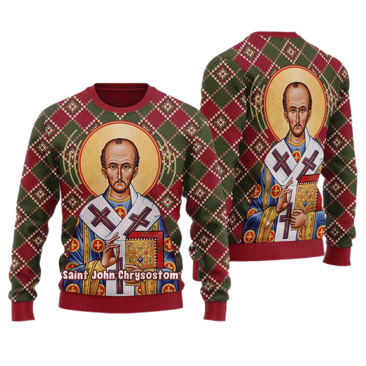 John the Apostle Unisex Ugly Christmas Sweater For Men & Women Christmas Gift Sweater US3987 - WeCustomit