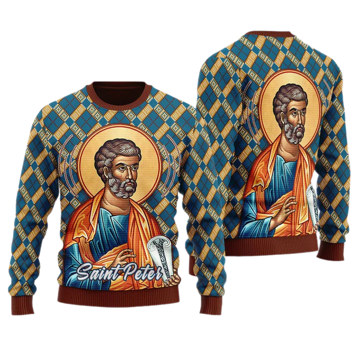 Saint Peter Unisex Ugly Christmas Sweater For Men & Women Christmas Gift Sweater US3988 - WeCustomit