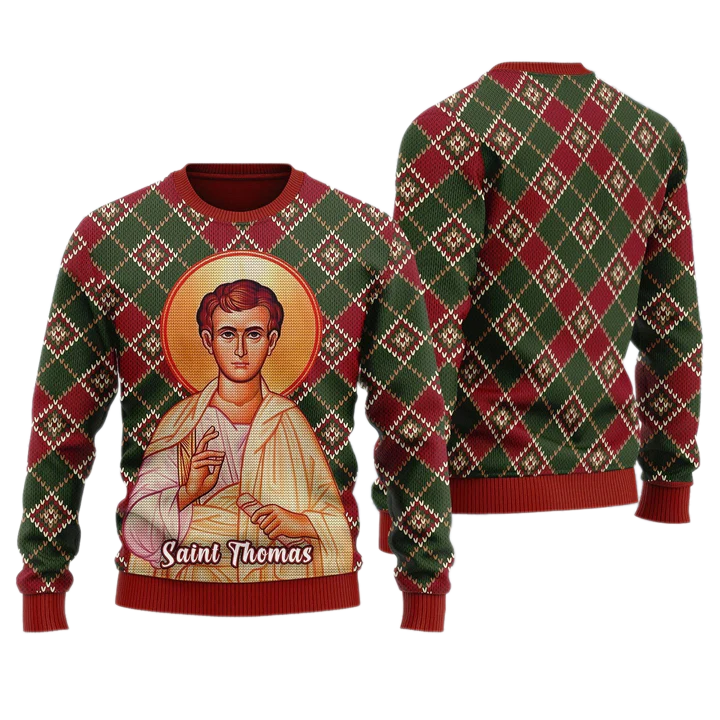 Thomas the Apostle Unisex Ugly Christmas Sweater For Men & Women Christmas Gift Sweater US3989 - WeCustomit