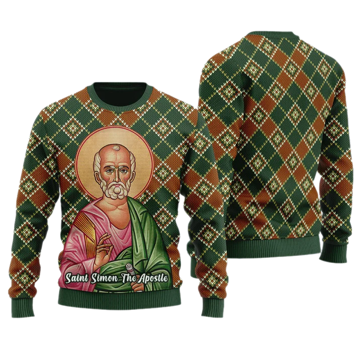 Saint Simon the Zealot Unisex Ugly Christmas Sweater For Men & Women Christmas Gift Sweater US3996 - WeCustomit