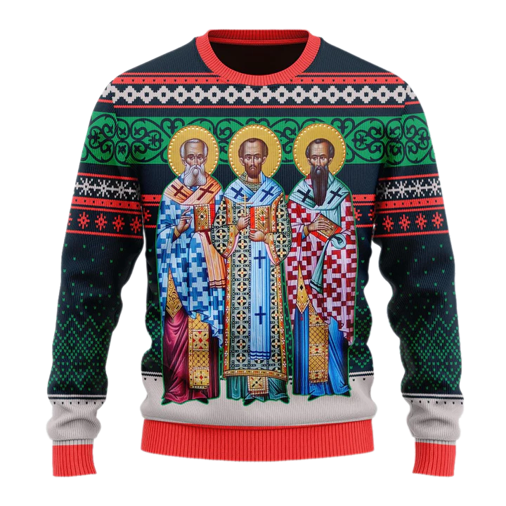 Three Great Hierarchs Unisex Ugly Christmas Sweater For Men & Women Christmas Gift Sweater US4000 - WeCustomit