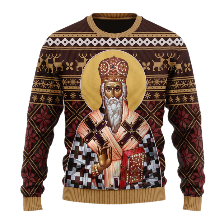 St. Vasilije Of Ostrog Unisex Ugly Christmas Sweater For Men & Women Christmas Gift Sweater US4001 - WeCustomit