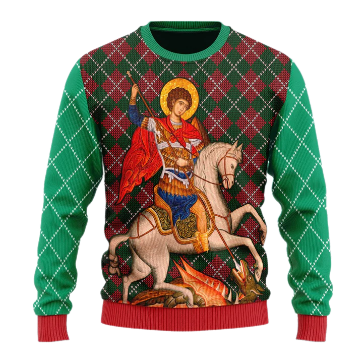 St. George Unisex Ugly Christmas Sweater For Men & Women Christmas Gift Sweater US4003 - WeCustomit