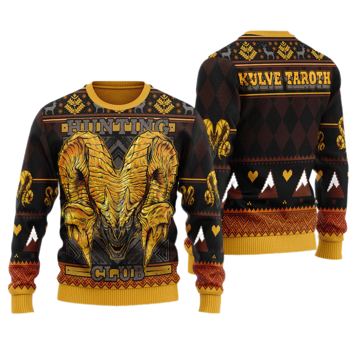 Hunting Club: Kulve Taroth Monster Hunter Unisex Ugly Christmas Sweater For Men & Women Christmas Gift Sweater US4004 - WeCustomit