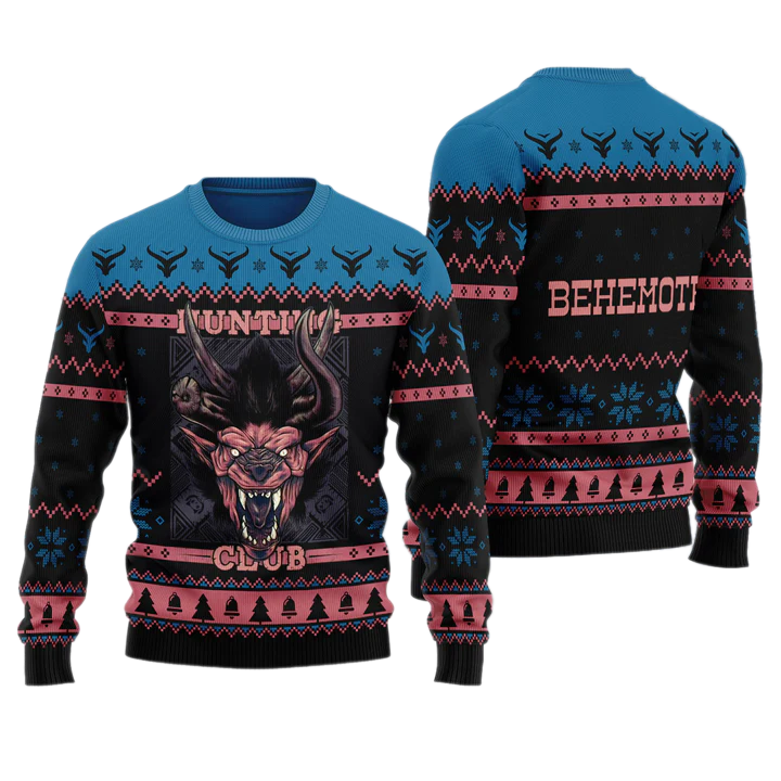 Hunting Club: Behemoth Monster Hunter Unisex Ugly Christmas Sweater For Men & Women Christmas Gift Sweater US4006 - WeCustomit