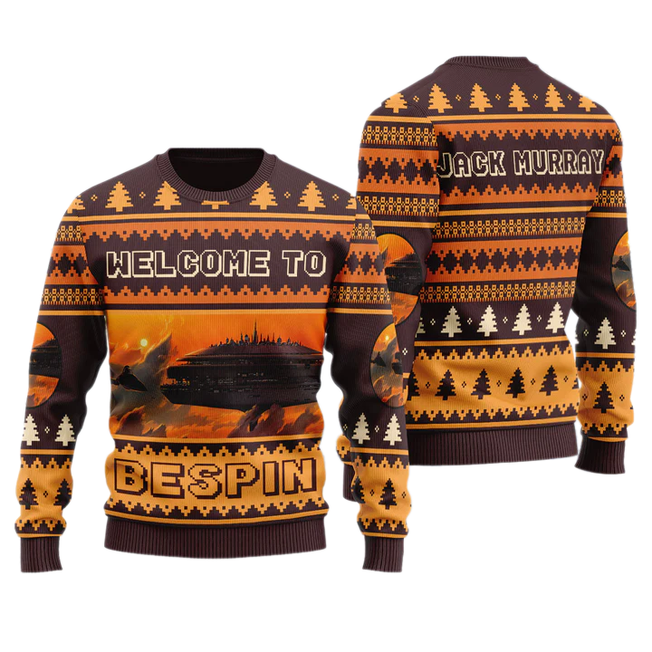 Personalize Name Welcom to Bespin Planet St.ar Wa.rs Unisex Ugly Christmas Sweater For Men & Women Christmas Gift Sweater US4011 - WeCustomit