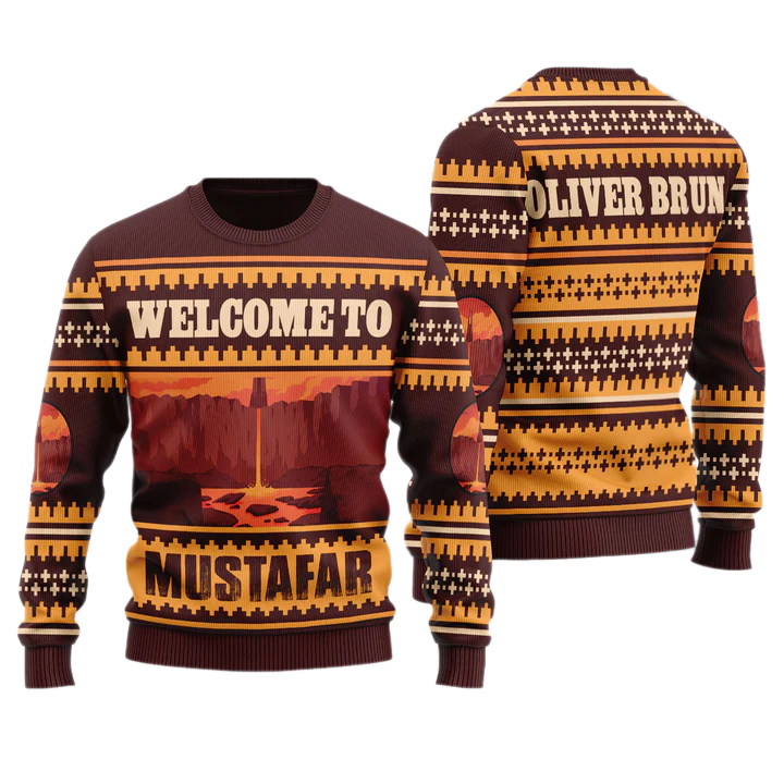 Personalize Name Welcom to Mustafar St.ar Wa.rs Unisex Ugly Christmas Sweater For Men & Women Christmas Gift Sweater US4012 - WeCustomit