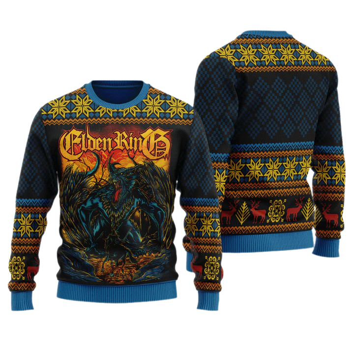Elden Ring Dragon Unisex Ugly Christmas Sweater For Men & Women Christmas Gift Sweater US4030 - WeCustomit