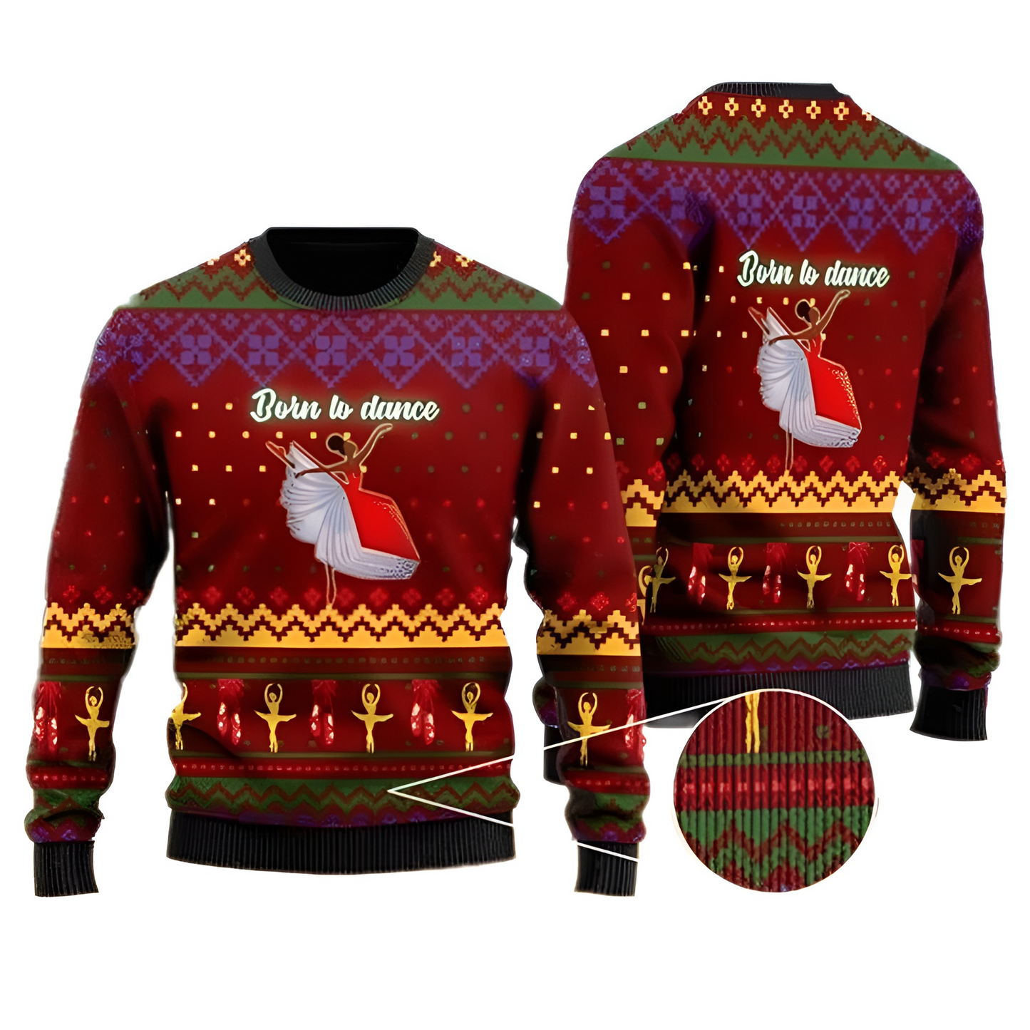 Born To Dance Unisex Ugly Christmas Sweater For Men & Women Christmas Gift Sweater US4043 - WeCustomit