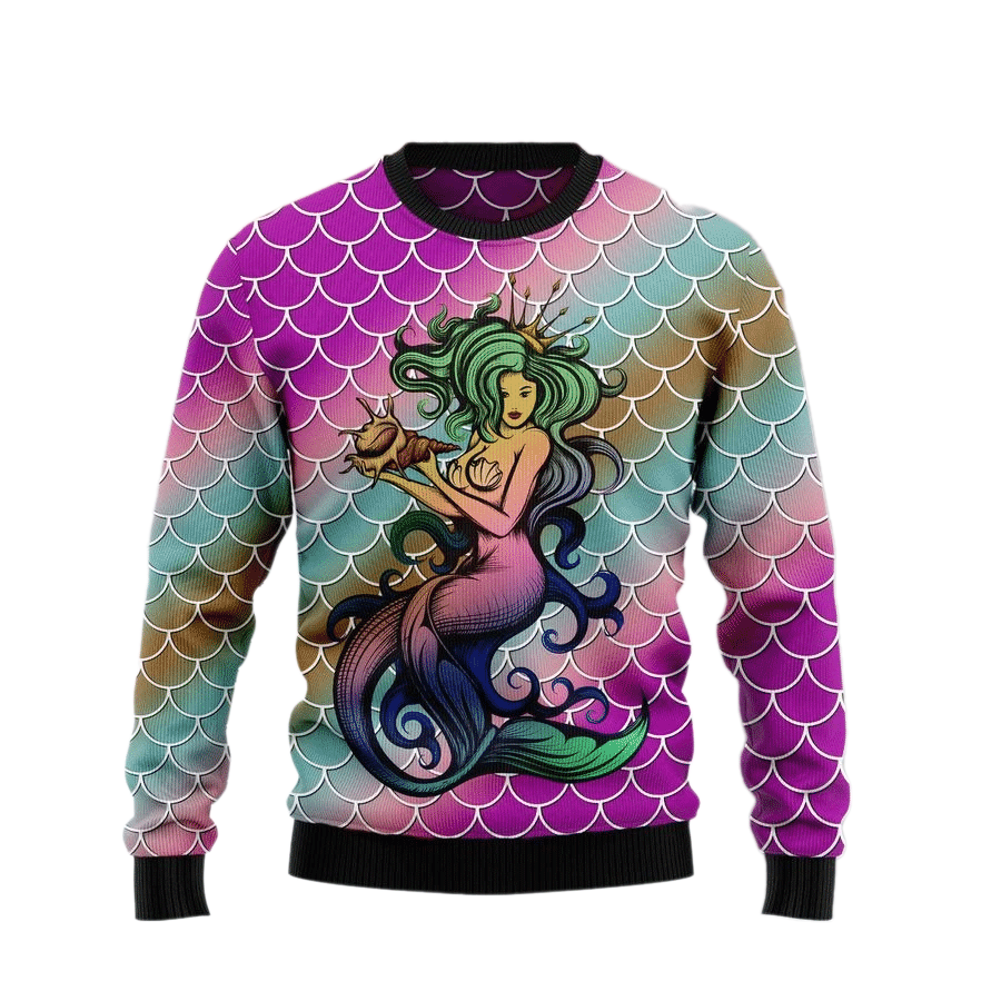 Mermaid Light Unisex Ugly Christmas Sweater For Men & Women Christmas Gift Sweater US4047 - WeCustomit