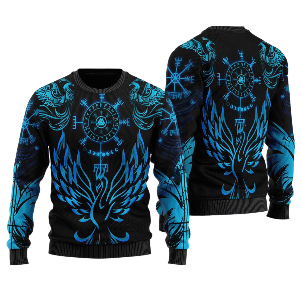 Viking Phoenix Vegvisir Ugly Christmas Sweater For Men & Women Christmas Gift Sweater US4051 - WeCustomit