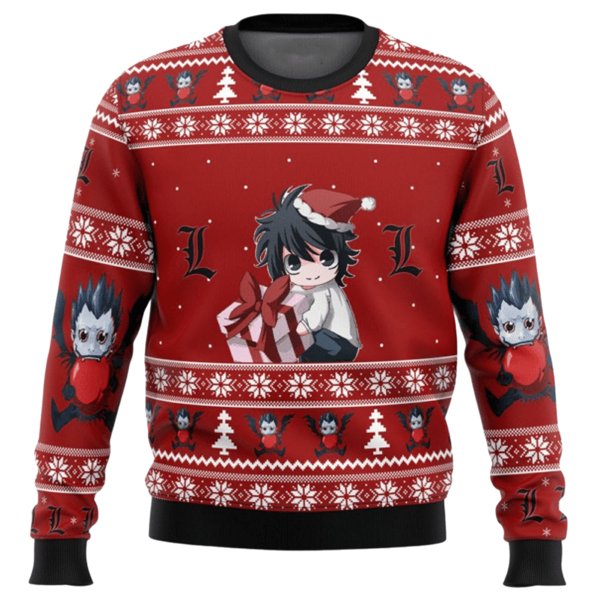 L Death Note Chibi Ugly Christmas Sweater For Men & Women Christmas Gift Sweater US4056 - WeCustomit