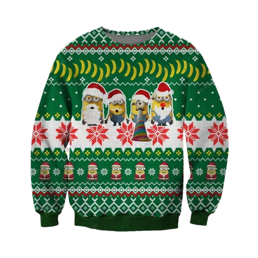Funny Santa Minions Ugly Christmas Sweater For Men & Women Christmas Gift Sweater US4064 - WeCustomit