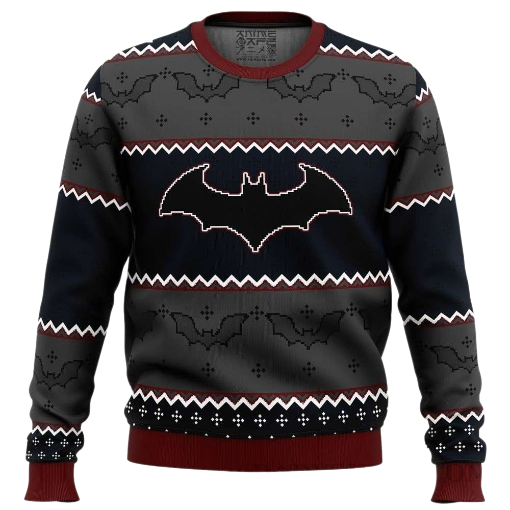 Black Batman Logo Ugly Christmas Sweater For Men & Women Christmas Gift Sweater US4068 - WeCustomit