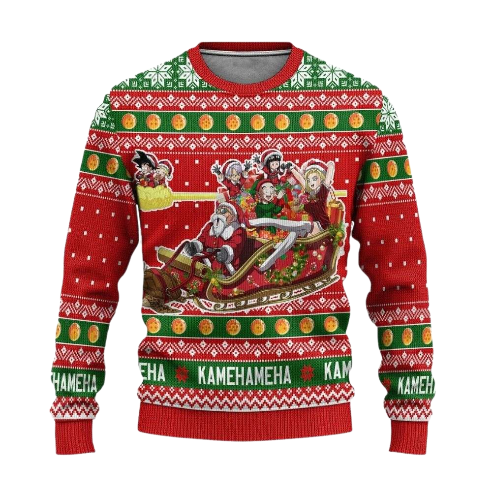 Sleigh Kamehameha Anime Dragon Ball Z Ugly Christmas Sweater For Men & Women Christmas Gift Sweater US4147 - WeCustomit