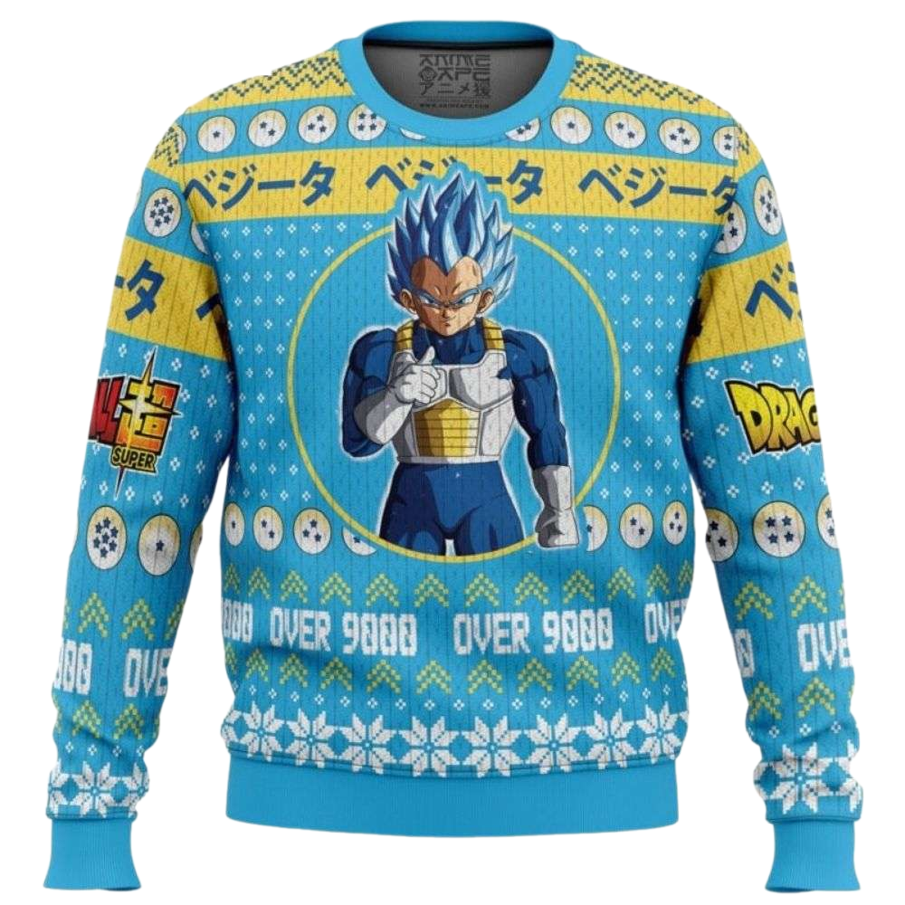 Vegeta Over 9000 Dragon Ball Z Ugly Christmas Sweater For Men & Women Christmas Gift Sweater US4150 - WeCustomit