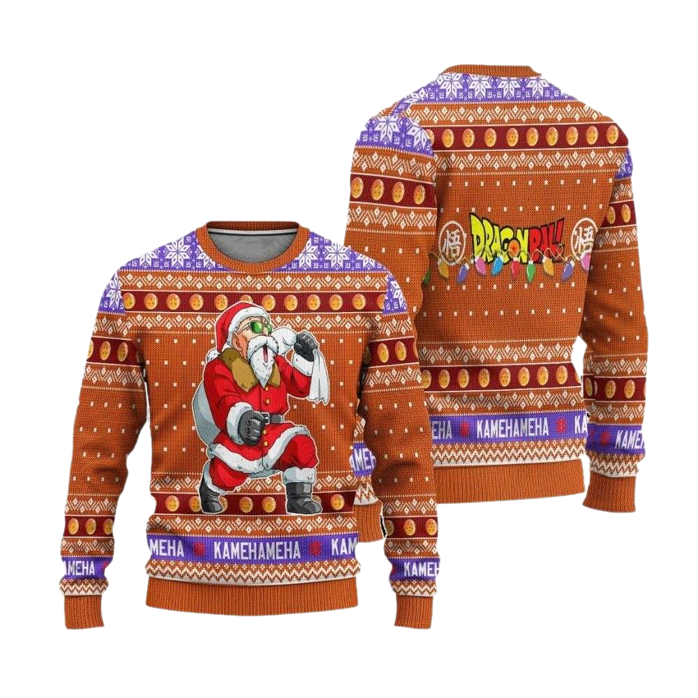 Master Roshi Santa Claus Dragon Ball Z Ugly Christmas Sweater For Men & Women Christmas Gift Sweater US4163 - WeCustomit