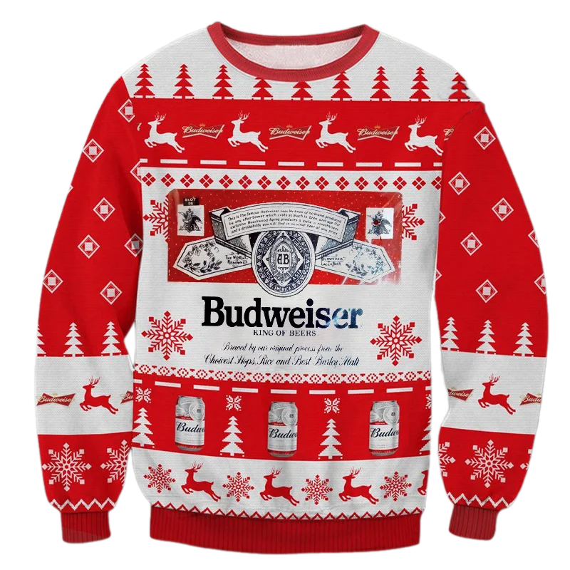 Unisex Budweiser Make Me High 3D Ugly Christmas Sweater For Men & Women Christmas Gift Sweater BH1173 - WeCustomit