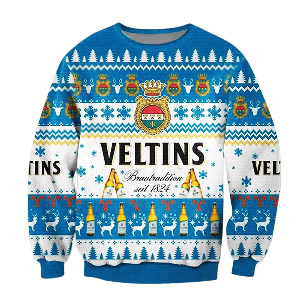 Unisex Veltins Pilsner Blue 3D Ugly Christmas Sweater For Men & Women Christmas Gift Sweater BH1191 - WeCustomit