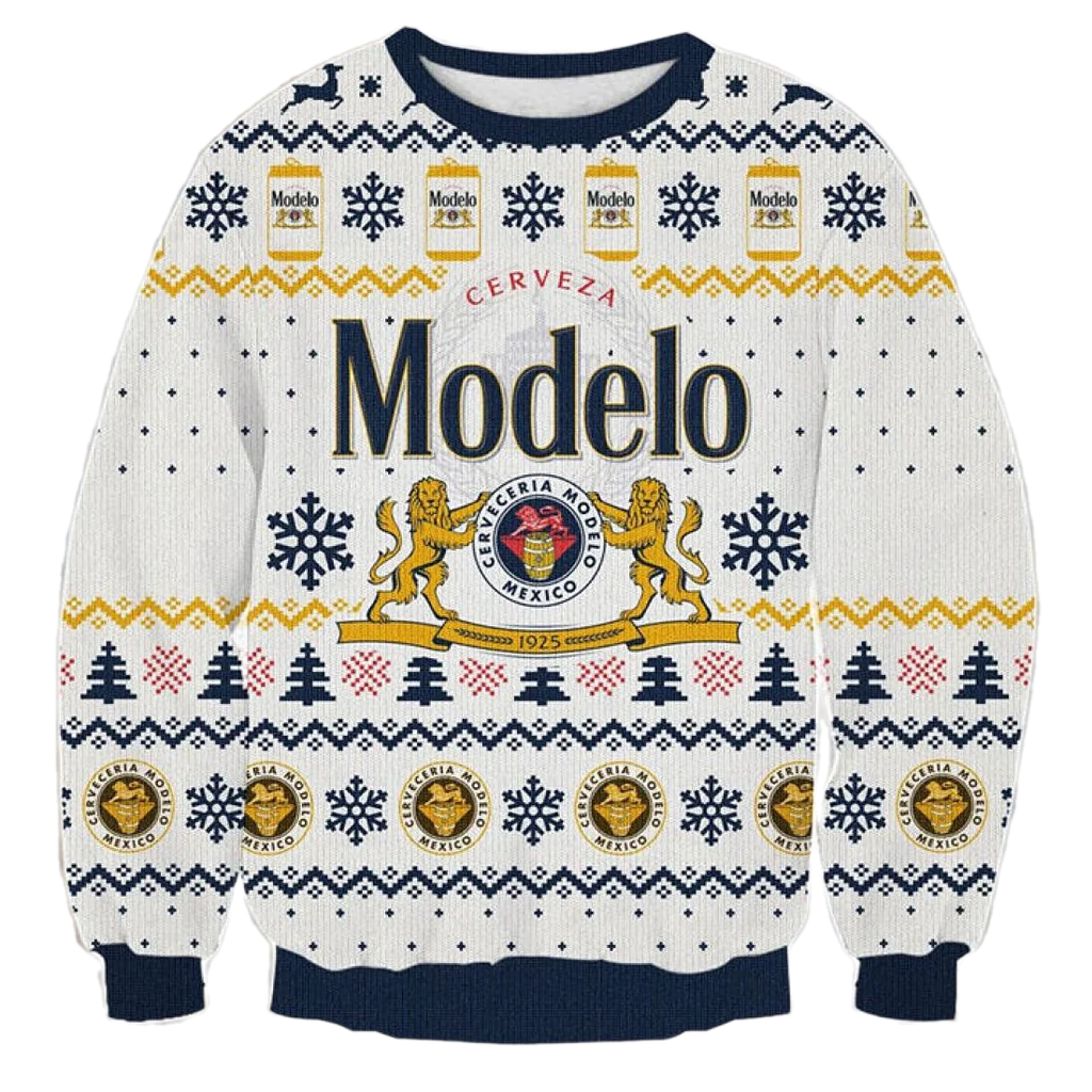 Unisex Cerveza Modelo 3D Ugly Christmas Sweater For Men & Women Christmas Gift Sweater BH1219 - WeCustomit