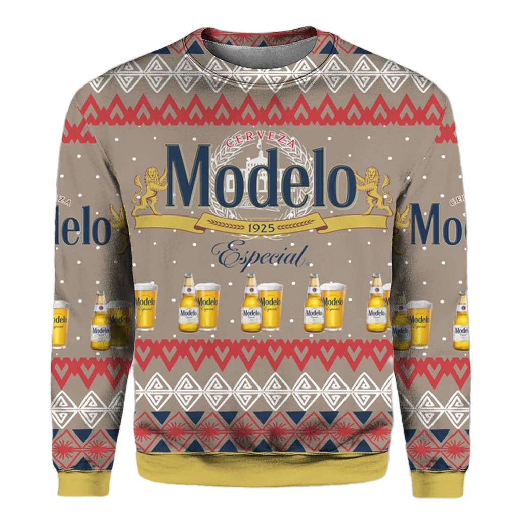 Unisex Modelo Especial Beer 3D Ugly Christmas Sweater For Men & Women Christmas Gift Sweater BH1299 - WeCustomit