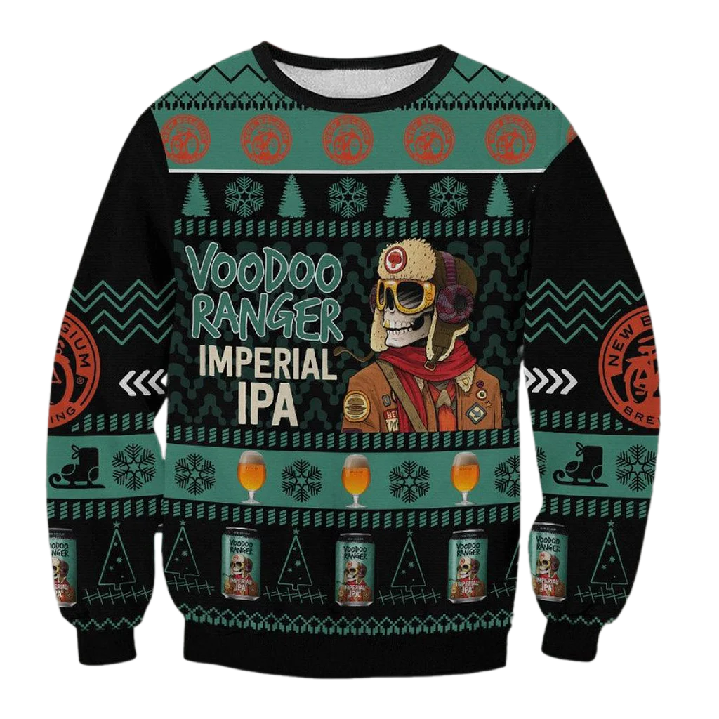 Unisex Belgium Voodoo Ranger Imperial IPA 3D Ugly Christmas Sweater For Men & Women Christmas Gift Sweater BH1302 - WeCustomit