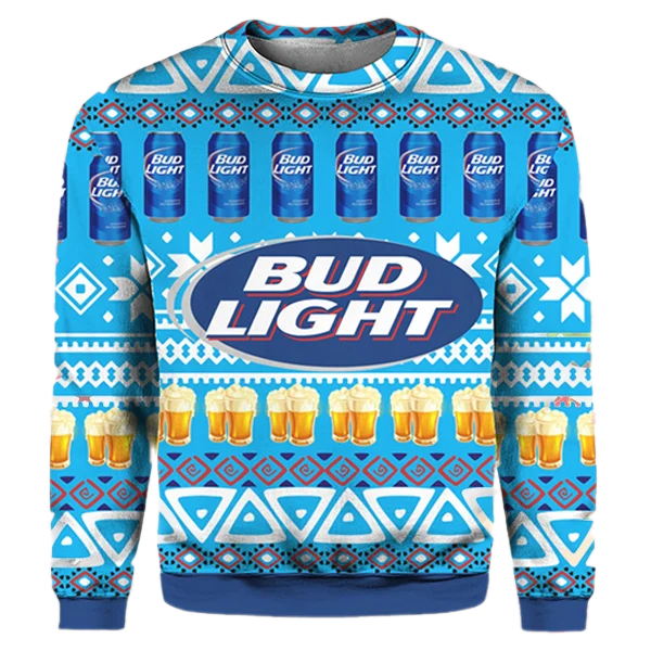 Unisex Bud Light Beer 3D Ugly Christmas Sweater For Men & Women Christmas Gift Sweater BH1304 - WeCustomit