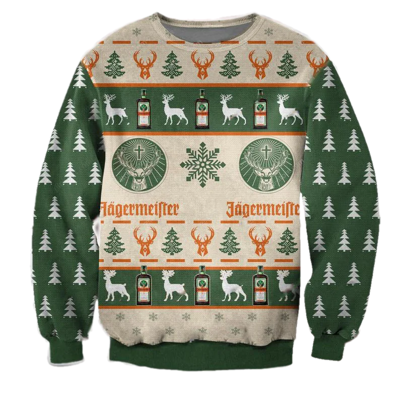 Unisex Jagermeister 3D Ugly Christmas Sweater For Men & Women Christmas Gift Sweater BH1312 - WeCustomit