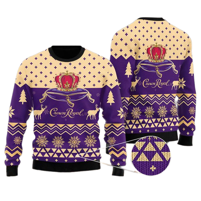 Unisex Modern Crown Royal 3D Ugly Christmas Sweater For Men & Women Christmas Gift Sweater BH1317 - WeCustomit
