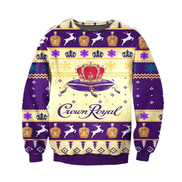 Unisex Crown Royal Whiskey 3D Ugly Christmas Sweater For Men & Women Christmas Gift Sweater BH1329 - WeCustomit