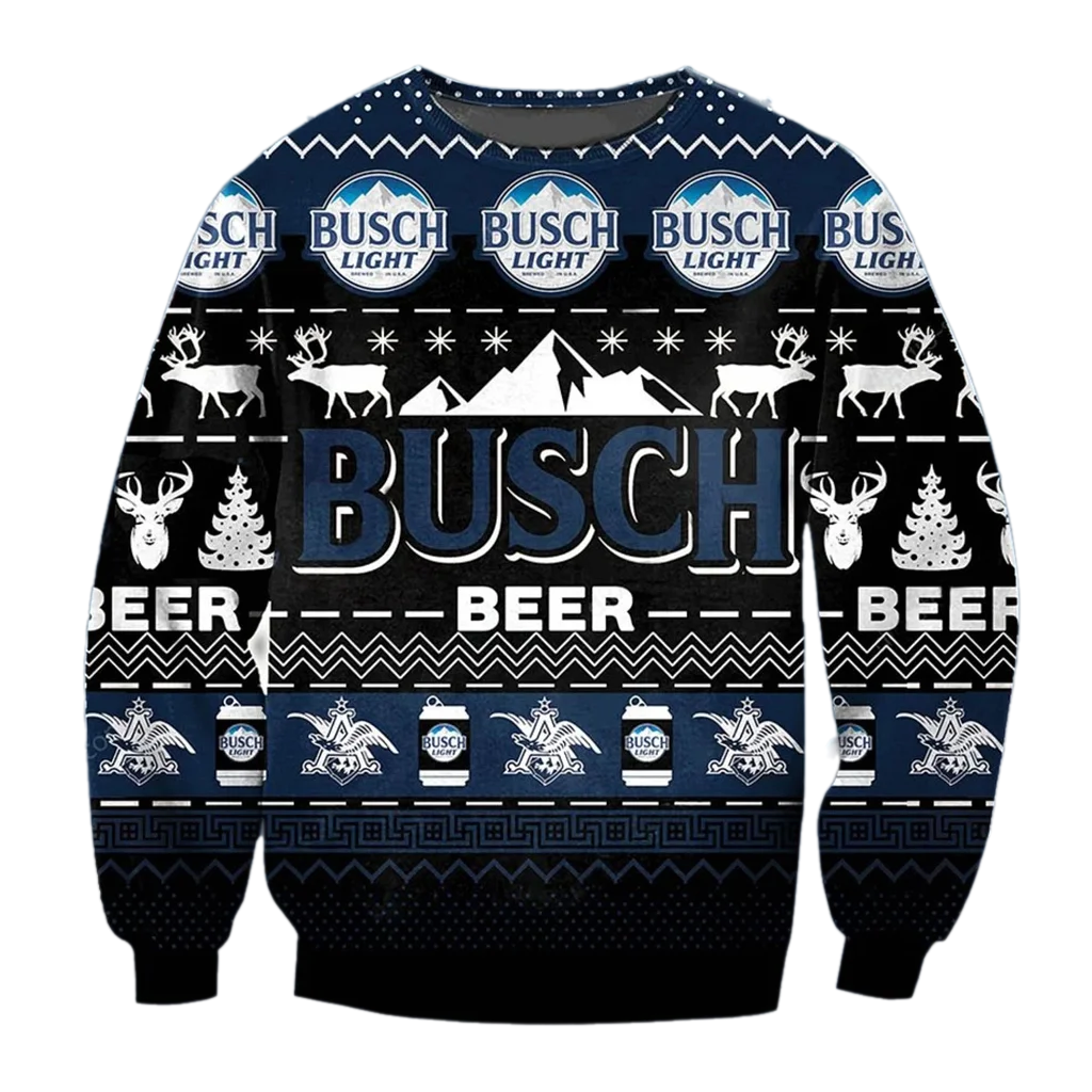 Unisex Busch Light Beer 3D Ugly Christmas Sweater For Men & Women Christmas Gift Sweater BH1331 - WeCustomit