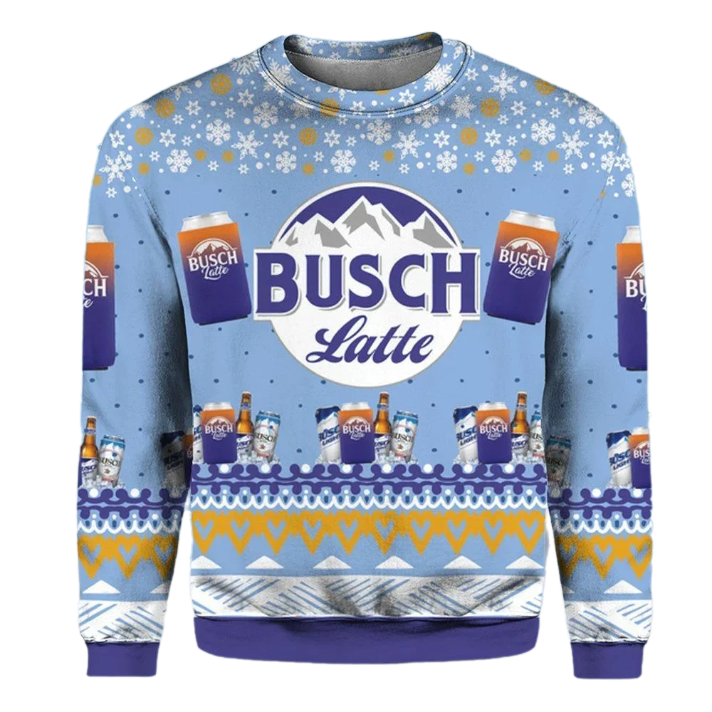 Unisex Busch Latte Beer 3D Ugly Christmas Sweater For Men & Women Christmas Gift Sweater BH1333 - WeCustomit
