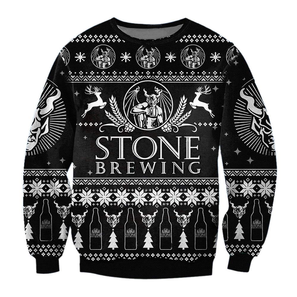 Unisex Stone Brewing 3D Ugly Christmas Sweater For Men & Women Christmas Gift Sweater BH1343 - WeCustomit