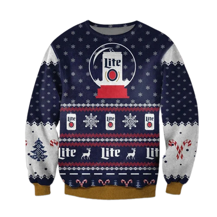 Unisex Miller Lite Beer 3D Ugly Christmas Sweater For Men & Women Christmas Gift Sweater BH1344 - WeCustomit