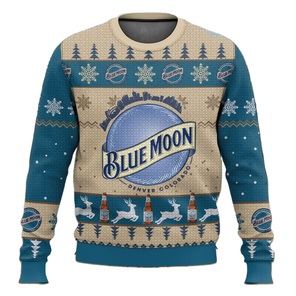 Unisex Blue Moon 3D Ugly Christmas Sweater For Men & Women Christmas Gift Sweater BH1357 - WeCustomit