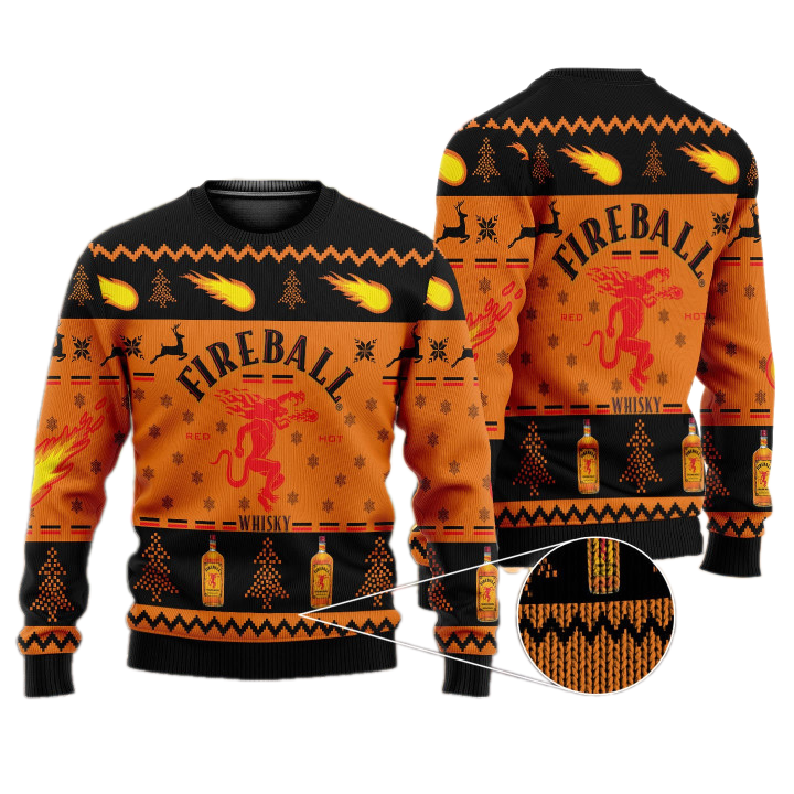 Unisex Fireball Whisky 3D Ugly Christmas Sweater For Men & Women Christmas Gift Sweater BH1375 - WeCustomit