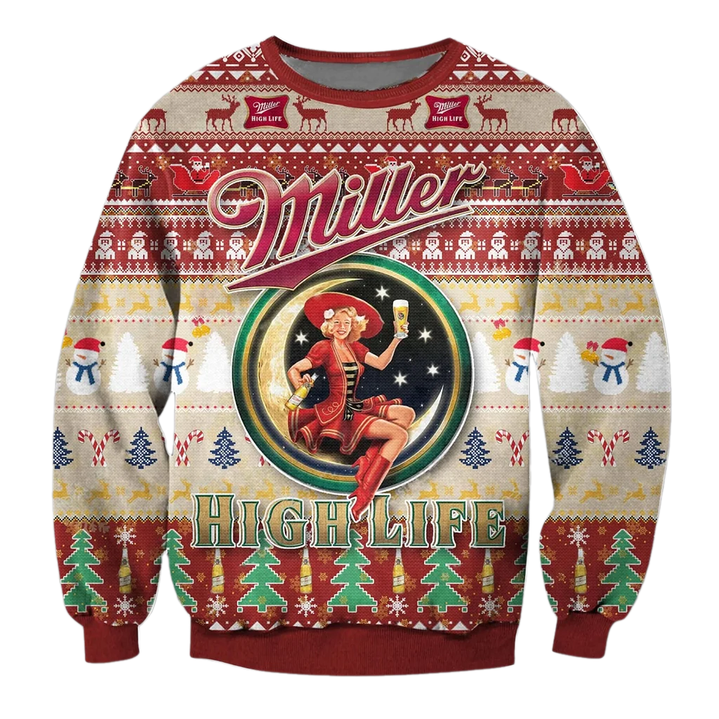 Unisex Miller Beer 3D Ugly Christmas Sweater For Men & Women Christmas Gift Sweater BH1378 - WeCustomit