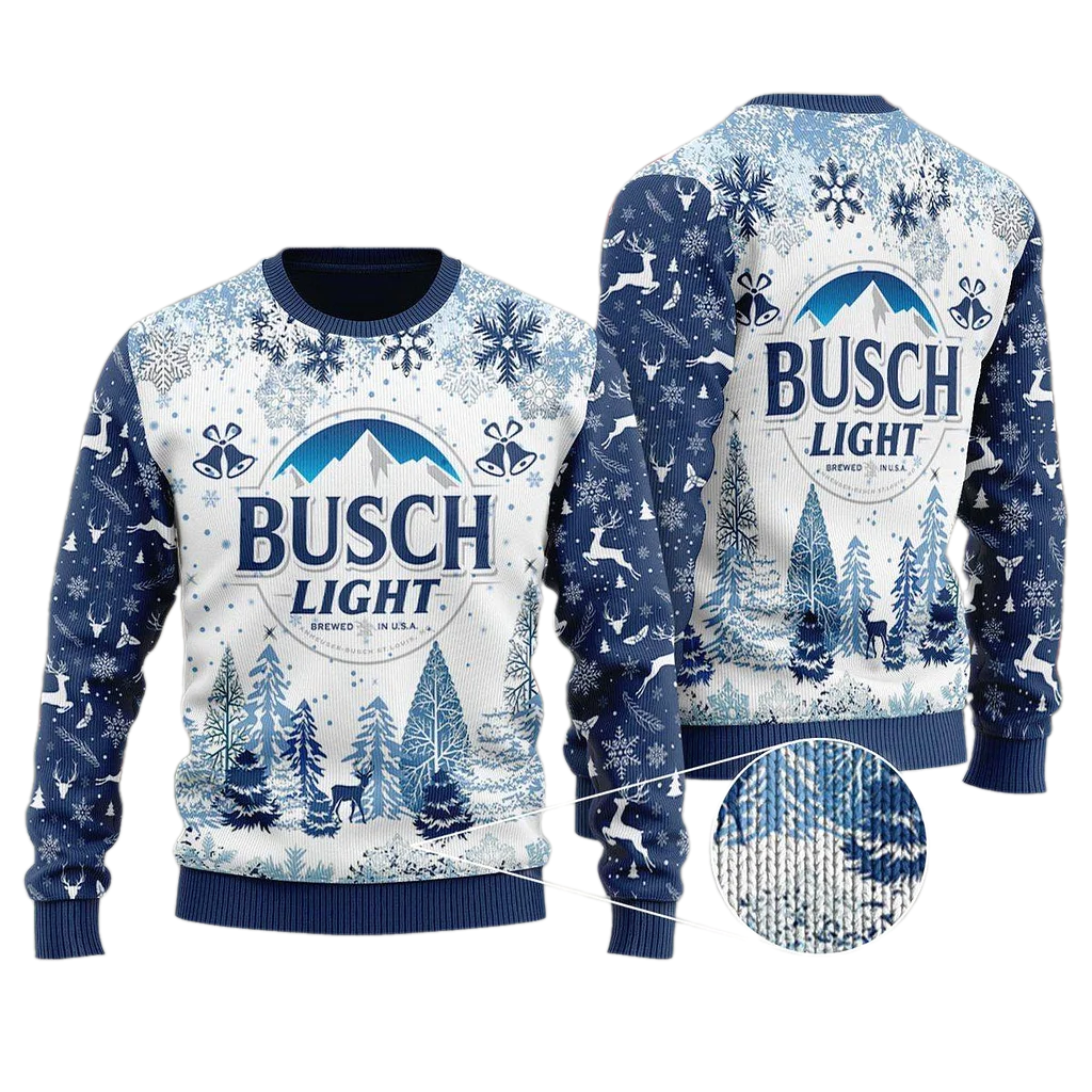 Unisex Busch Light 3D Ugly Christmas Sweater For Men & Women Christmas Gift Sweater BH1380 - WeCustomit