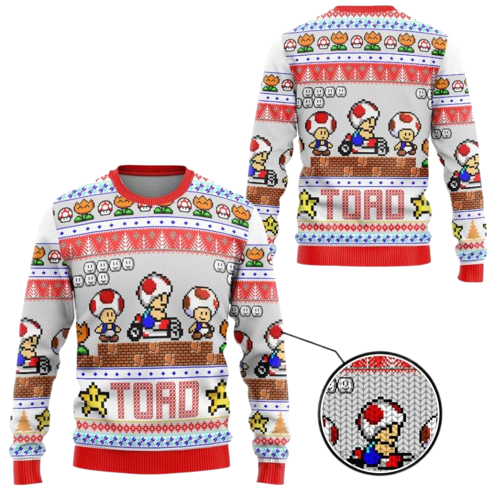 Mario And Toad Ugly Christmas Sweater For Men & Women Christmas Gift Sweater US4248 - WeCustomit