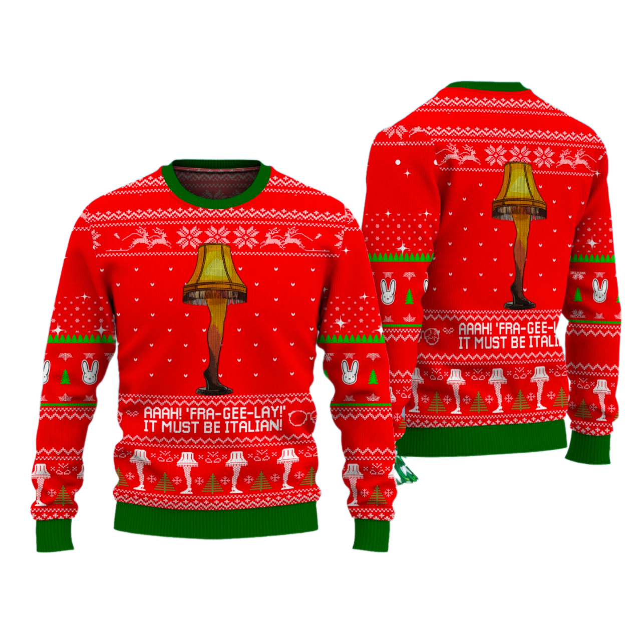 Leg Lamp Questionelay It Must Be Italian A Xmas Story Ugly Christmas Sweater For Men & Women Christmas Gift Sweater US4309 - WeCustomit
